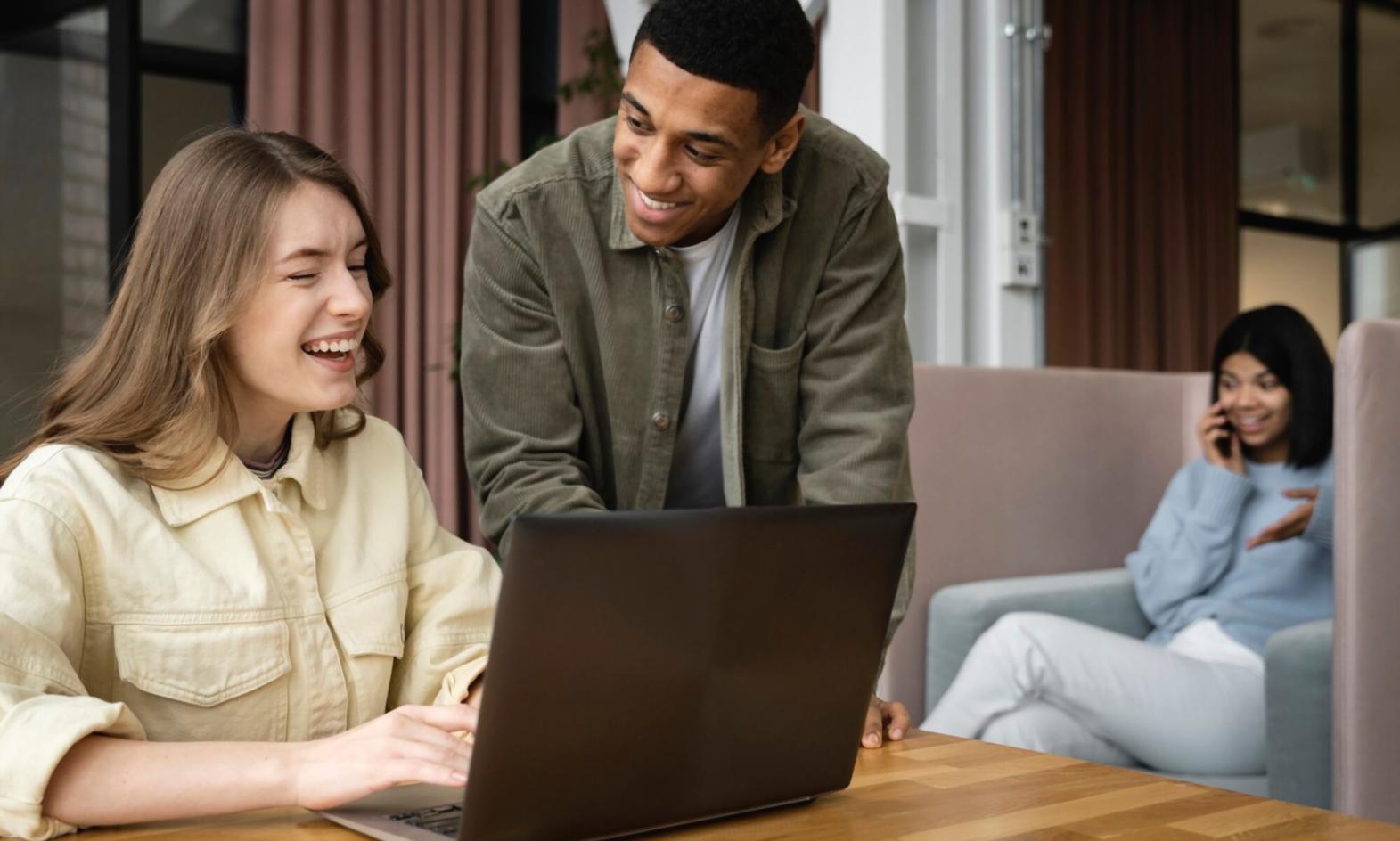 Students practicing financial statement analysis in classroom setting